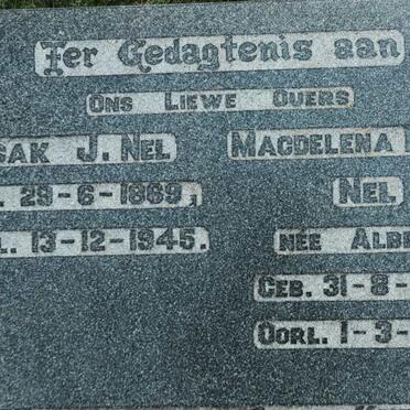 NEL Isak J. 1869-1945 &amp; Magdelena E.W.G. ALBERTS 1877-1934