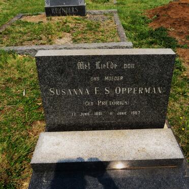 OPPERMAN Susanna E.S. nee PRETORIUS 1881-1967