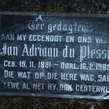 PLESSIS Jan Adriaan, du 1881-1963