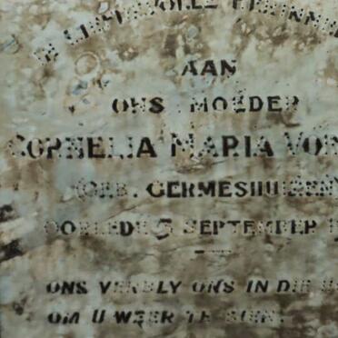 VORSTER Cornelia Maria nee GERMESHUIZEN -1937