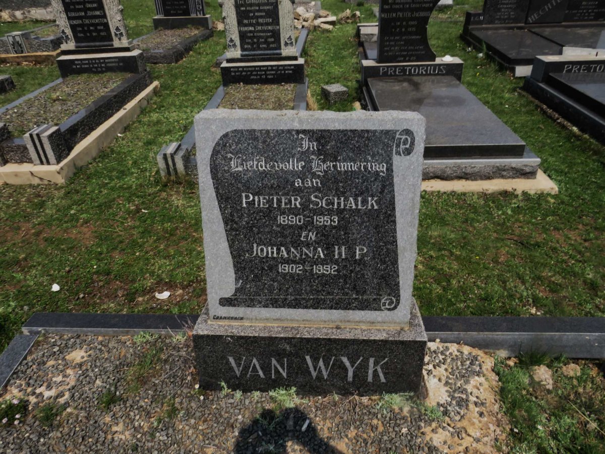 WYK Pieter Schalk, van 1890-1953 &amp; Johanna H.P. 1890-1992