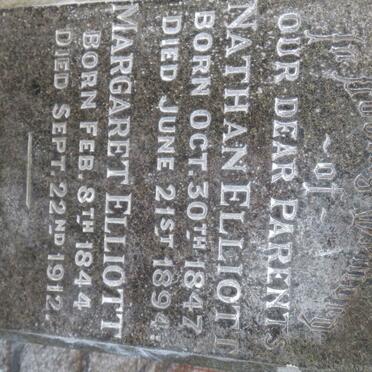 ELLIOTT Nathan 1847-1894 &amp; Margaret 1844-1912