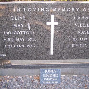 JONES Graham William 1889-1973 &amp; Olive May COTTON 1895-1976 :: JONES Leonard Erle Twentyman 1926-1995