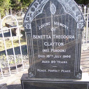 CLAYTON Benetta Theodora nee PURDON -1966