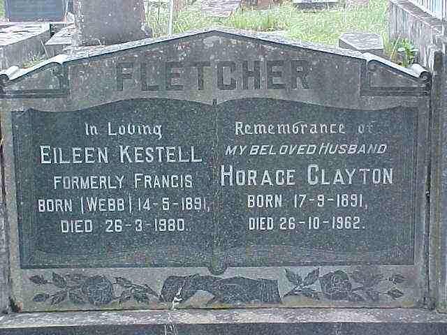 FLETCHER Horace Clayton 1891-1962 &amp; Eileen Kestell FRANCIS née WEBB 1891-1980
