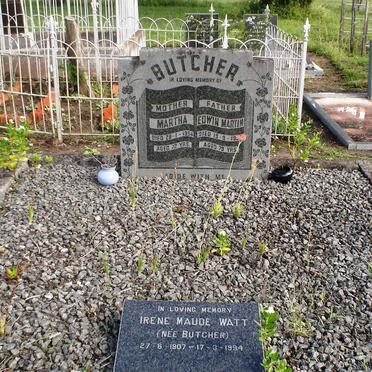 BUTCHER Edwin Martin -1957 &amp; Martha -1954 :: WATT Irene Maude nee BUTCHER 1907-1994
