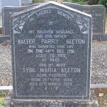 KEETON Walter Parry -1951 &amp; Sybil Maria PADDOCK 1888-1959