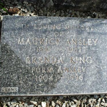 ANSLEY Maurice 1895-1952 :: KING Brenda previously ANSLEY 1904-1996