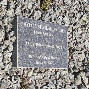 KNIGHT Phyllis Sheilah nee ANSLEY 1916-2002