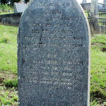 PURDON William Henry 1808-1894 &amp; Eliza 1817-1889 