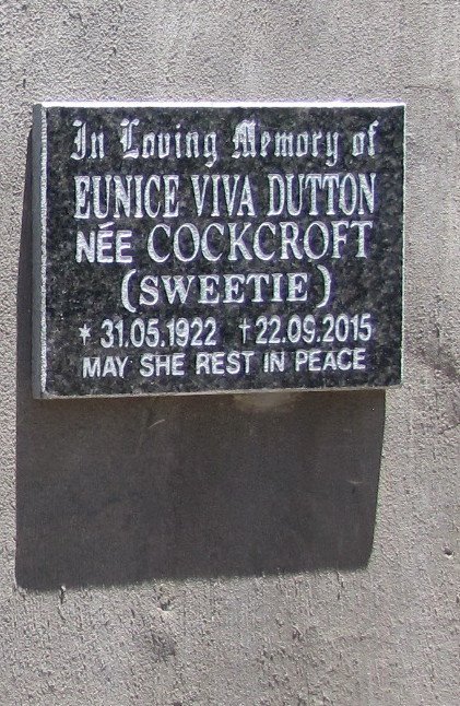 DUTTON Eunice Viva nee COCKROFT 1922-2015