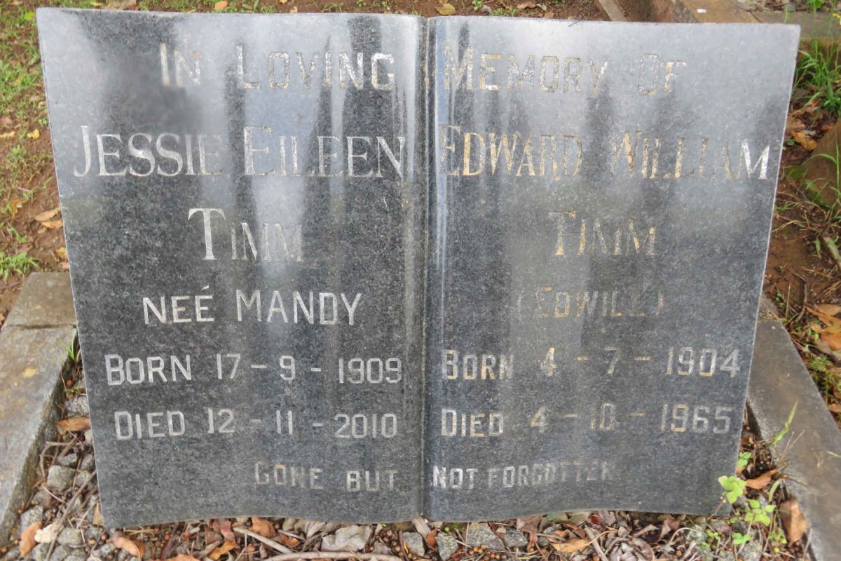 TIMM Edward William 1904-1965 &amp; Jessie Eileen MANDY 1909-2010