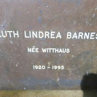 BARNES Ruth Lindrea nee WITTHAUS 1920-1995