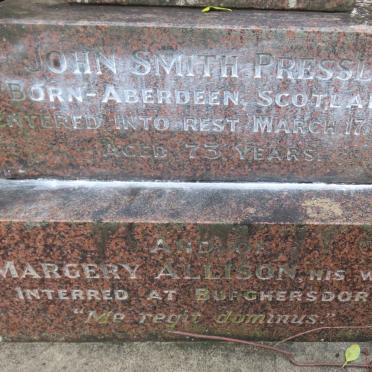 PRESSLY John Smith -1927 &amp; Margery Allison