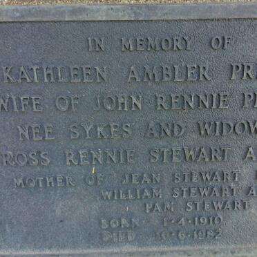 PRINGLE Kathleen Ambler nee SYKES previously AINSLIE 1910-1982