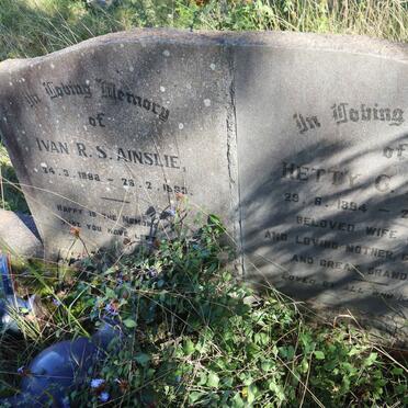 AINSLIE Ivan R.S. 1888-1963 &amp; Hetty G. 1894-1990