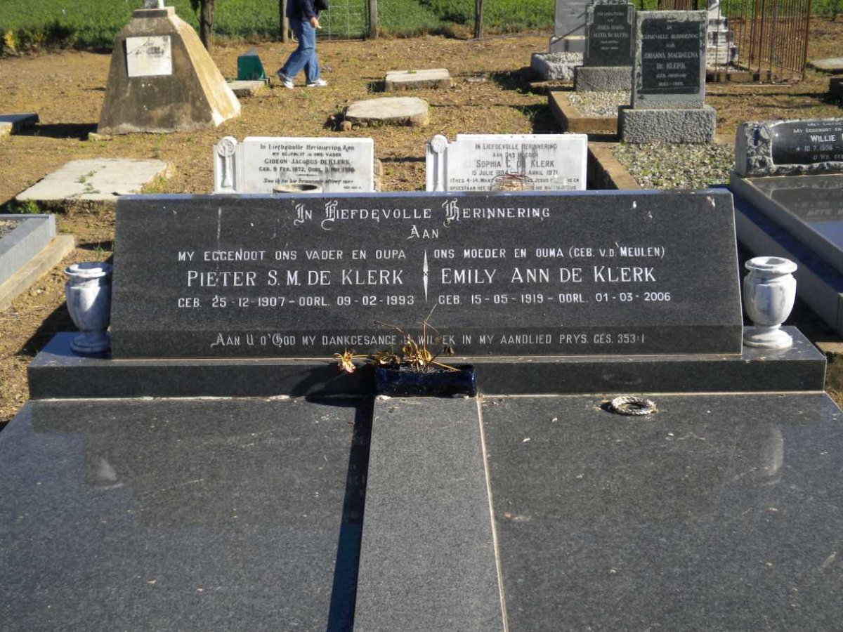 KLERK Pieter S.M., de 1907-1993 & Emily Ann VD MEULEN 1919-2006