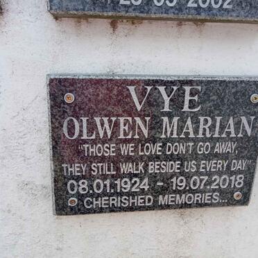 VYE Olwen Marian 1924-2018