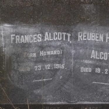 ALCOTT Reuben Haines -1929 &amp; Frances HOWARD -1915