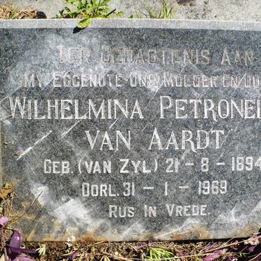AARDT Wilhelmina Petronella, van nee VAN ZYL 1894-1969