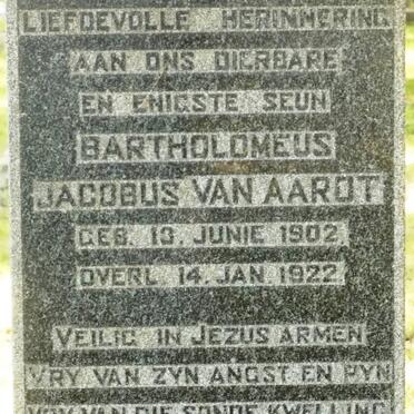 AARDT Bartholomeus Jacobus, van 1902-1922