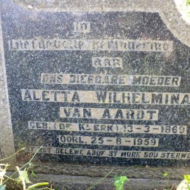 AARDT Frans Marthinus Gustaff, van 1868-1942 &amp; Aletta Wilhelmina DE KLERK 1869-1959