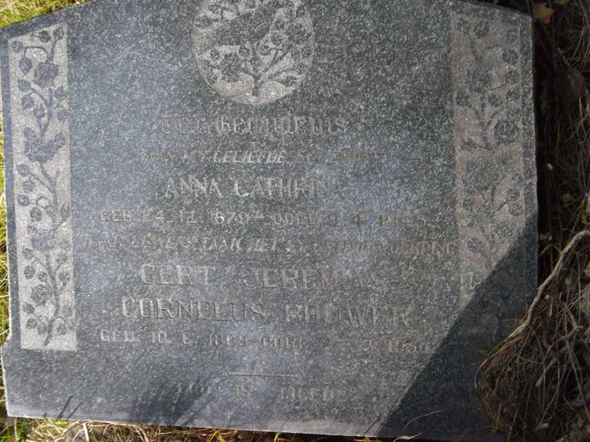BOUWER Gert Jeremias Cornelus 1869-1950 &amp; Anna Cathrina 1879-1945
