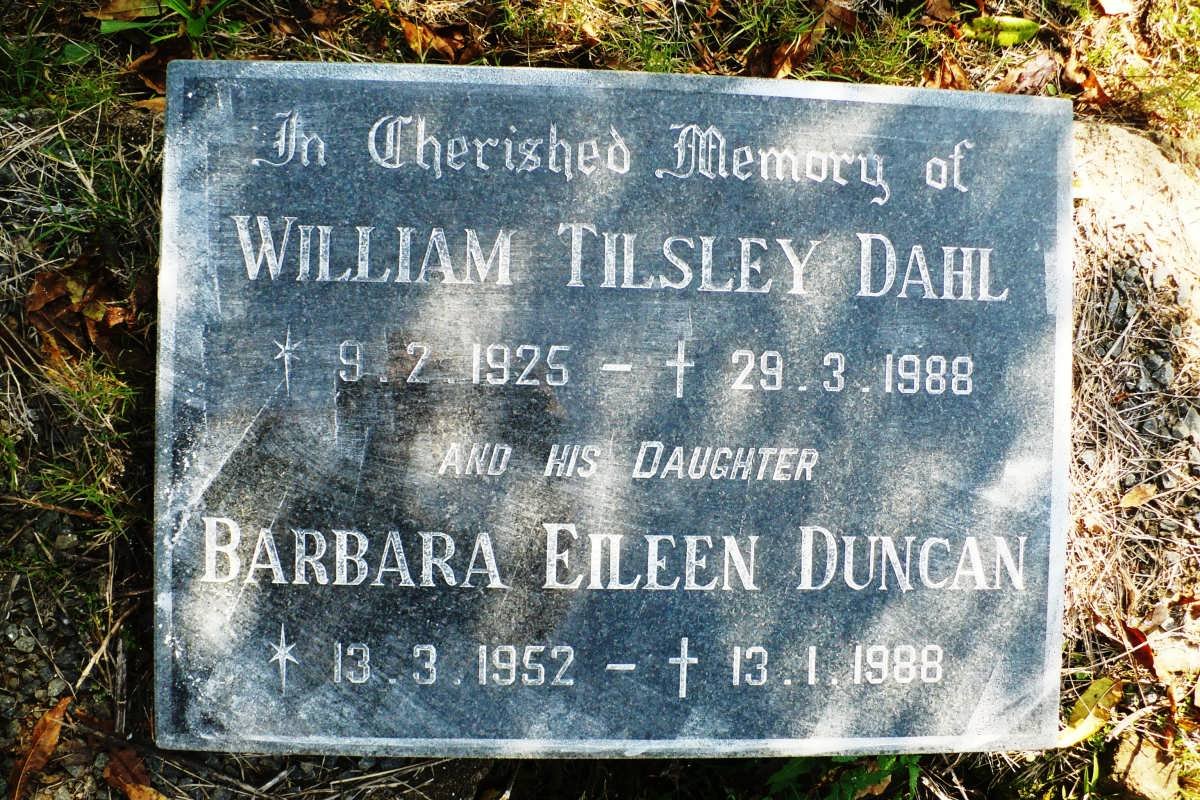 DAHL Wiliam Tilsley 1925-1988 :: DUNCAN Barbara Eileen 1952-1988
