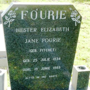 FOURIE Hester Elizabeth Jane nee FITCHET 1934-1989