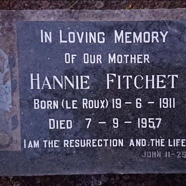 FITCHET Hannie nee LE ROUX 1911-1957