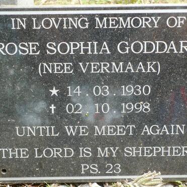 GODDARD Rose Sophia nee VERMAAK 1930-1998