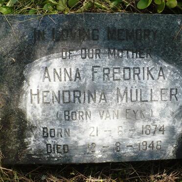 MULLER Anna Fredrika Hendrina nee VAN EYK 1874-1946