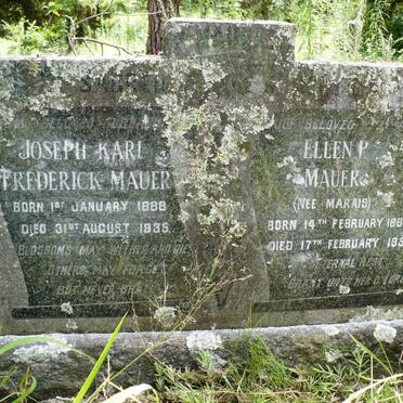MAUER Joseph Karl Frederick 1888-1935 &amp; Ellen P. MARAIS 1889-1952