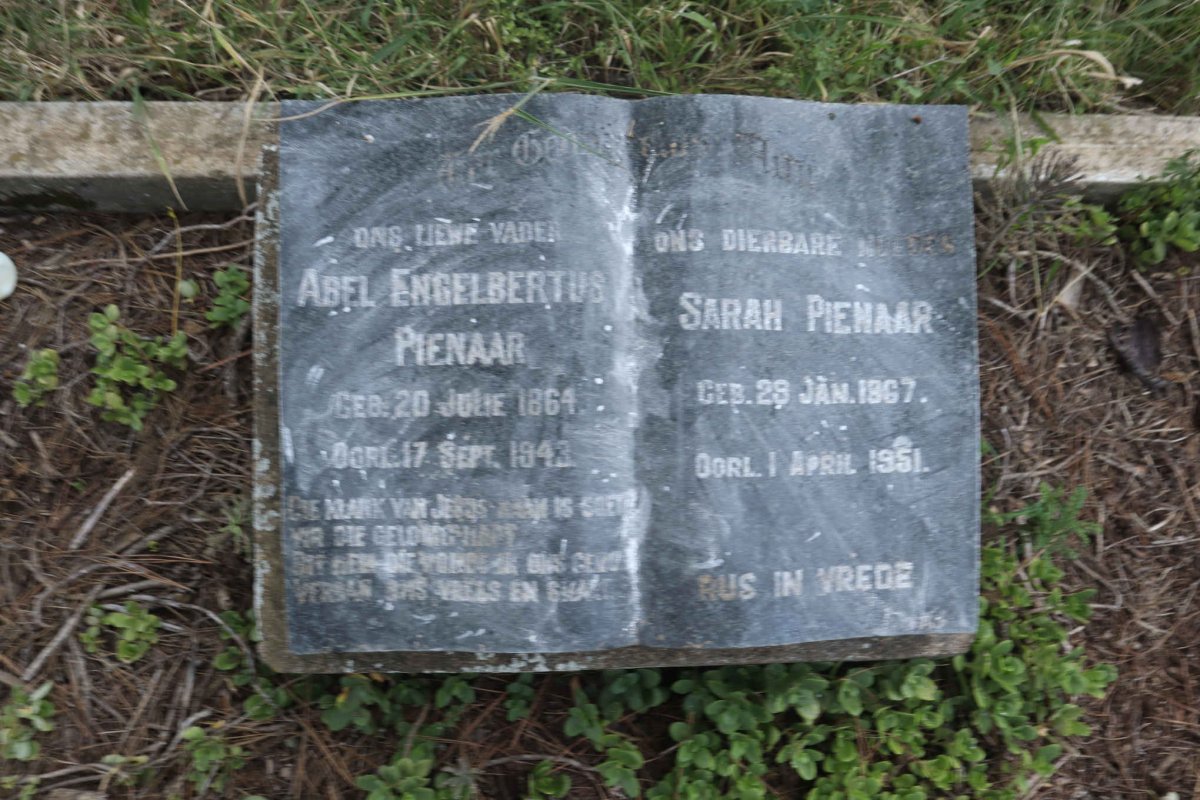 PIENAAR Abel Engelbertus 1864-1943 &amp; Sarah 1867-1951