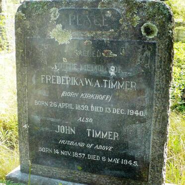 TIMMER John 1857-1945 &amp; Frederika W.A. KIRKHOFF 1859-1940