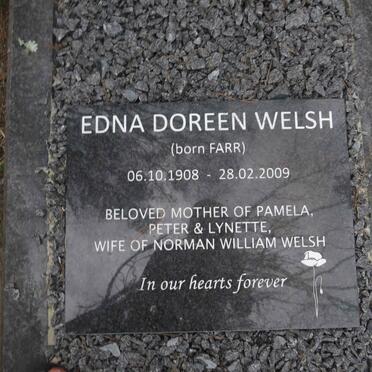 WELSH Edna Doreen nee FARR 1908-2009