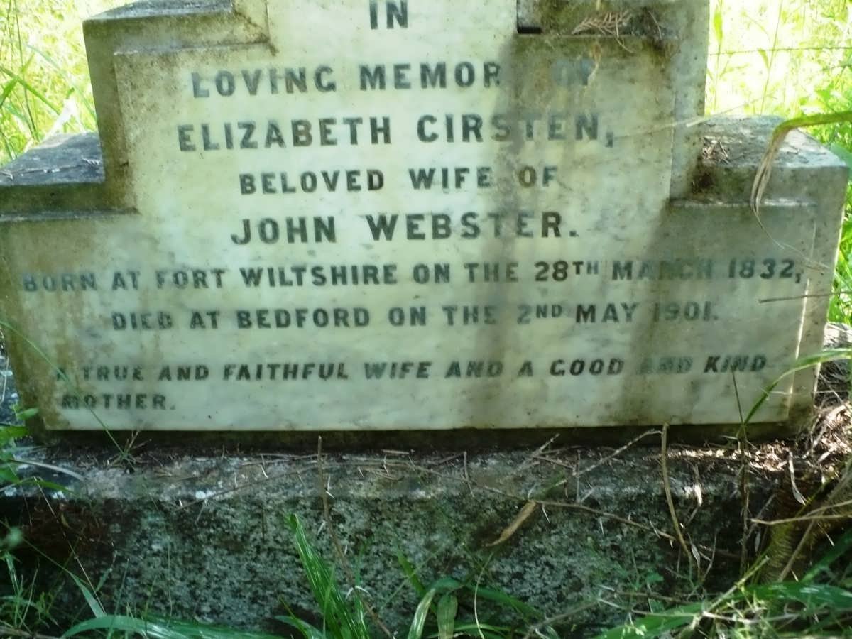 WEBSTER Elizabeth Cirsten 1832-1901