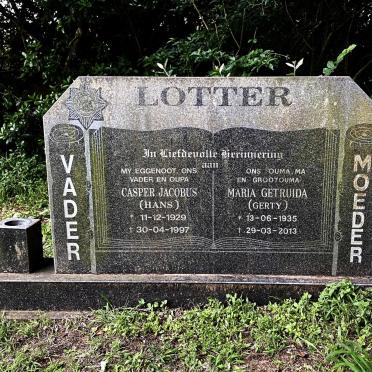 LOTTER Casper Jacobus 1929-1997 &amp; Maria Getruida 1935-2013