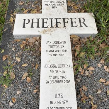 PHEIFFER Jan Lodewyk Pretorius 1944-2018 &amp; Johanna Hermina Victoria 1946-2003