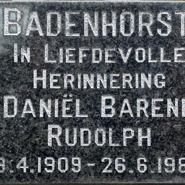 BADENHORST Daniel Barend Rudolph 1909-1988