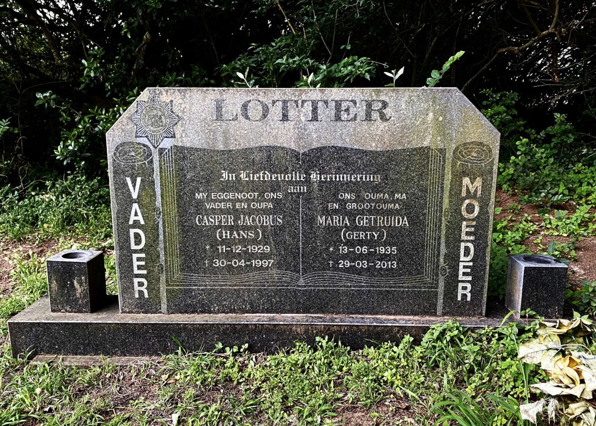 LOTTER Casper Jacobus 1929-1997 & Maria Getruida 1935-2013
