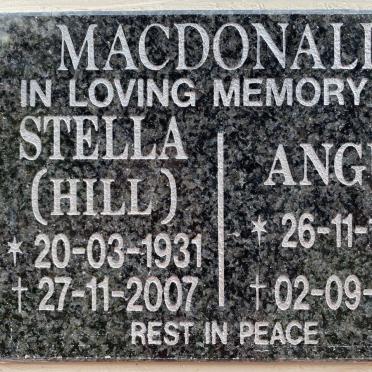 MACDONALD Angus 1930-2018 &amp; Stella HILL 1931-2007