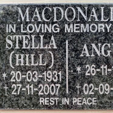 MACDONALD Angus 1930-2018 &amp; Stella HILL 1931-2007