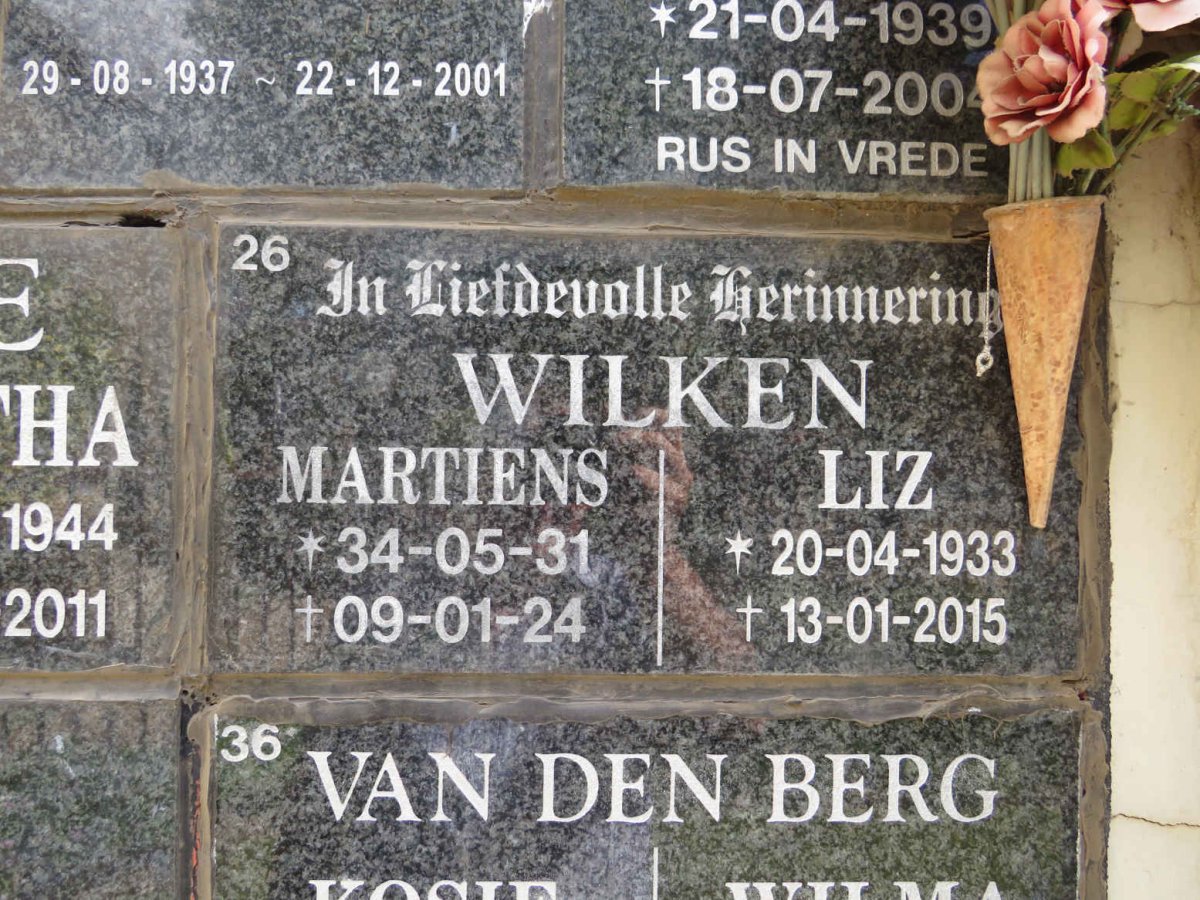 WILKEN Martiens 1934-2009 &amp; Liz 1933-2015