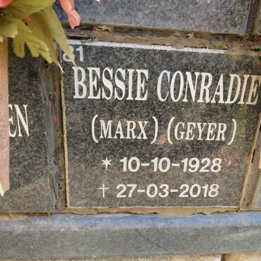 CONRADIE Bessie voorheen MARX voorheen GEYER 1928-2018