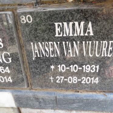VUUREN Emma, Jansen van 1931-2014