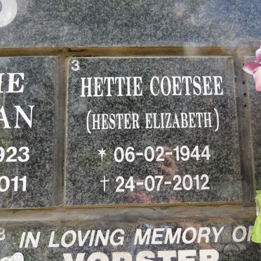 COETSEE Hester Elizabeth 1944-2012