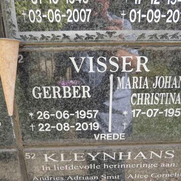 VISSER Gerber 1957-2019 &amp; Maria Johanna Christina 1956-
