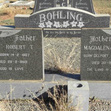 BOHLING Robert T. 1907-1989 &amp; Magdalena J.C. DELPORT 1918-1976