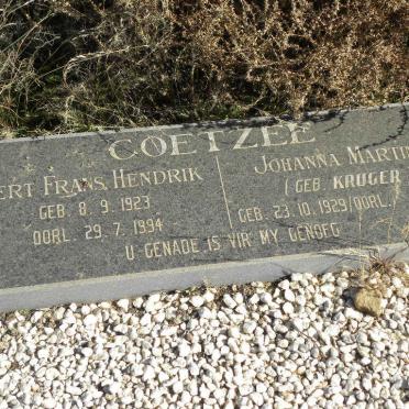 COETZEE Gert Frans Hendrik 1923-1994 &amp; Johanna Martina KRUGER 1929-
